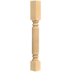 3.75 Inch Square x 35.25 Inch Height Fluted Greco Roman Classic Island Column, Cherry