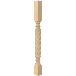 2.75 Inch Square x 35.25 Inch Height Small Diameter Roped Greco Roman Classic Island Column, Paint Grade