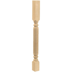 2.75 Inch Square x 35.25 Inch Height Small Diameter Fluted Greco Roman Classic Island Column, Cherry