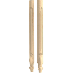 2.375 Inch Square x 36.5 Inch Height Queen Anne French Fluted Corner Leg, Cherry