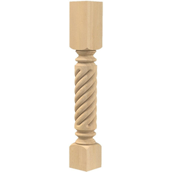 5 Inch Square x 35.25 Inch Height Large Diameter Roped Greco Roman Classic Island Column, Alder