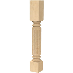 5 Inch Square x 35.25 Inch Height Large Diameter Fluted Greco Roman Classic Island Column, Hard Maple